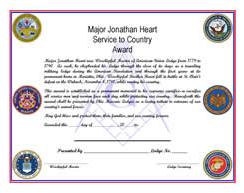 Maj. Jonathan Heart Service to Country Award