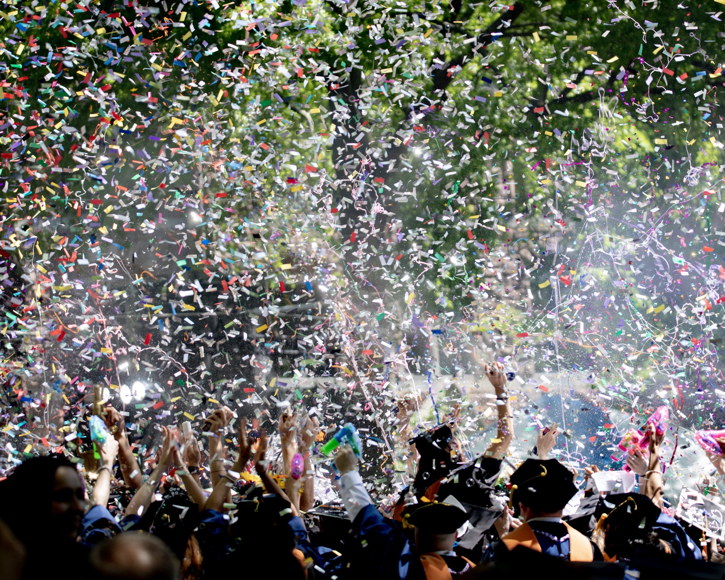 Graduation celebration with confetti