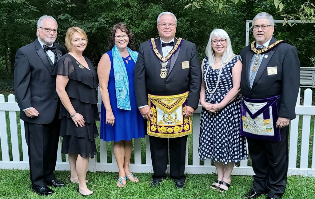 Grand Chaplain Tom and Cyndy Jenkins, Sharon and Grand Master Keith Newton, Becky and Junior Grand Warden Mick McClandish