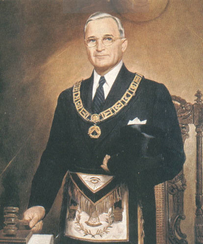 President Harry S. Truman wearing a traditional Masonic Apron