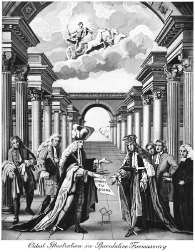The oldest illustration of Speculative Masonry, depicting men living by the codes and values of Operative Masons