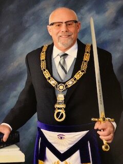 Bro. Bob Welch, Ohio Freemasonry’s 2021 Grand Tyler poses with traditional Masonic regalia