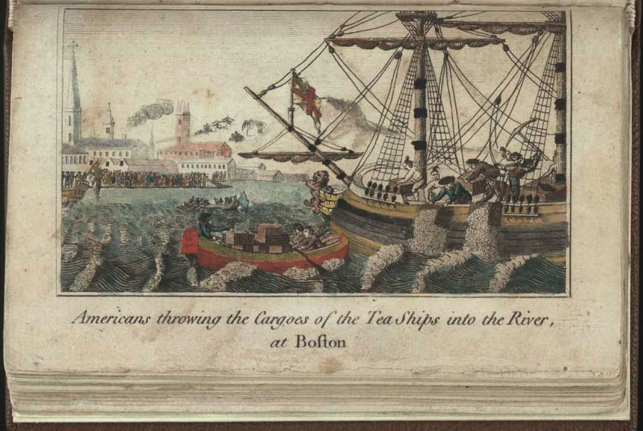 Boston Tea Party, E. Newberry, 1789 engraving