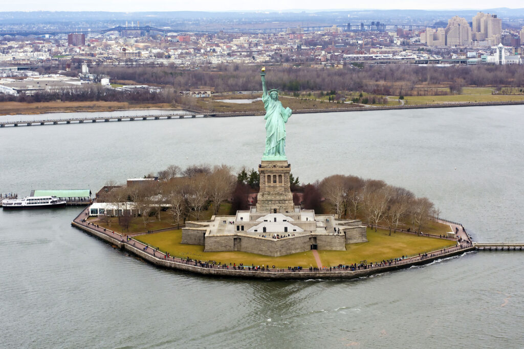 A photo of the Statue of Liberty standing on Liberty Island