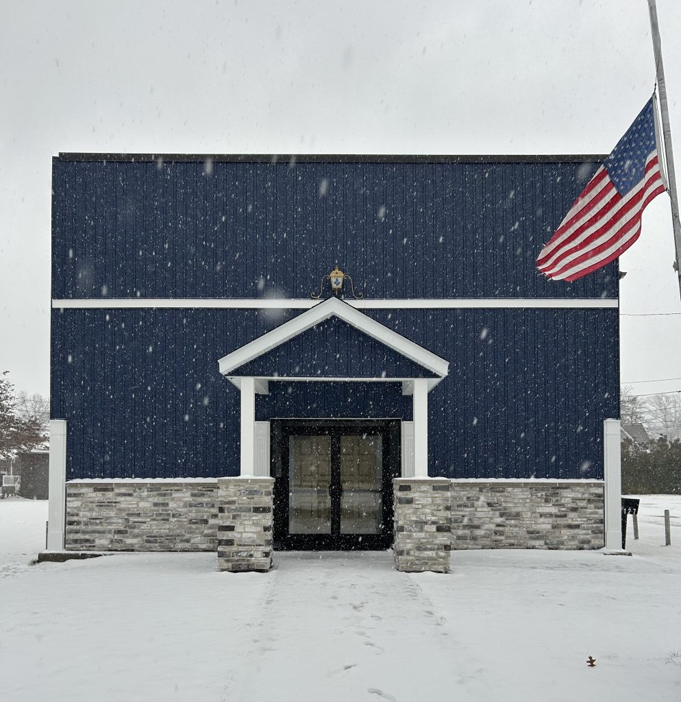 Renovated exterior of Masonic Lodge Westshore No. 804.
