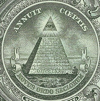The Unfinished Pyramid on the dollar bill. 