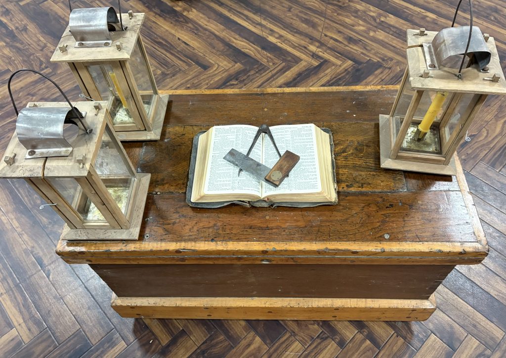 The altar at the re-consecration of the American Union Lodge in celebration of its 250th anniversary.
